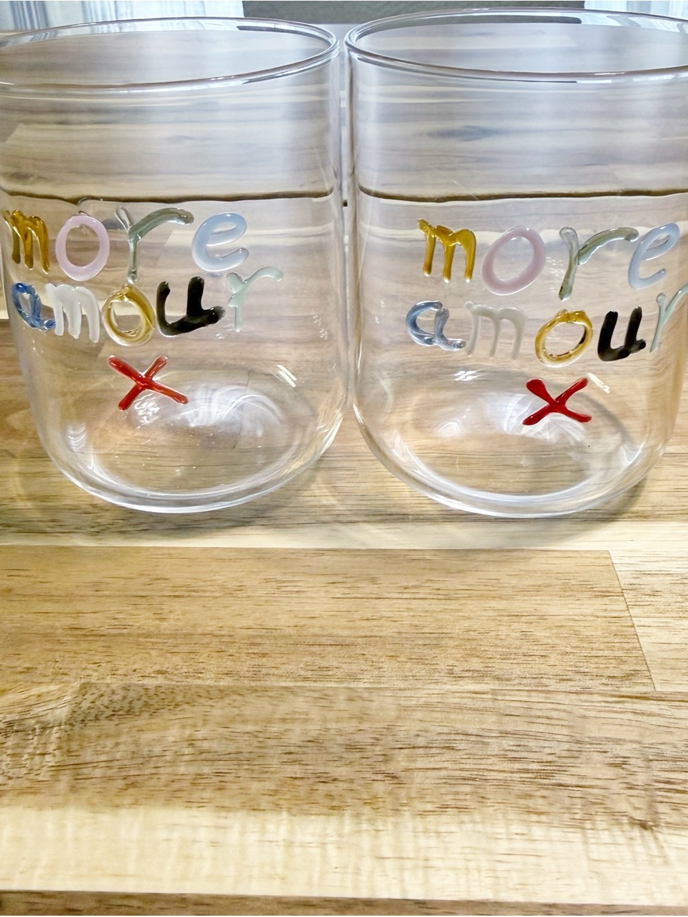 Anthropologie The Love Notes Icon Juice Glass More Amour French SET OF 2 - Picture 3 of 4